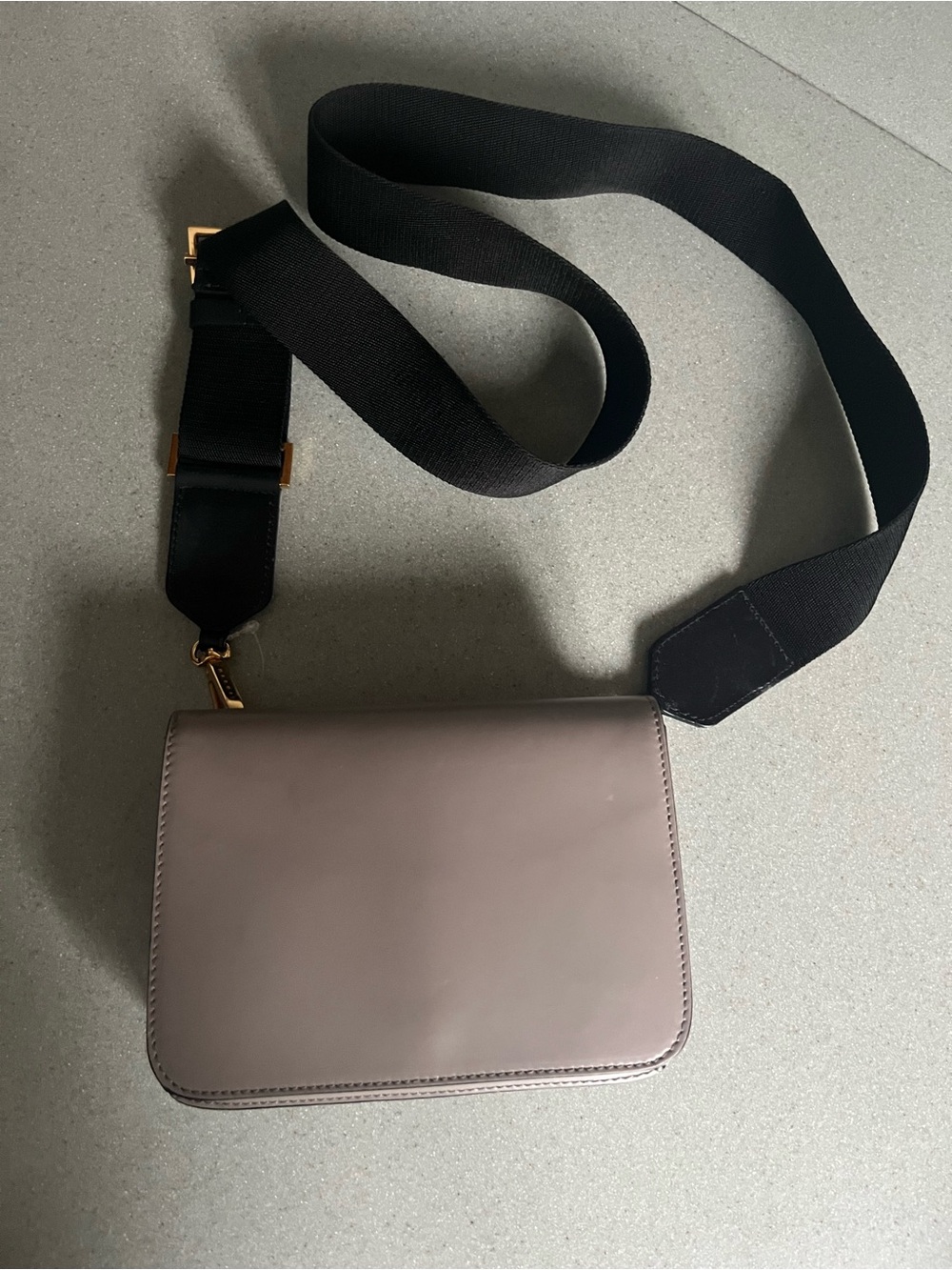 Marni Taupe/Black Leather Crossbody Bag with Black Strap exc Cnd